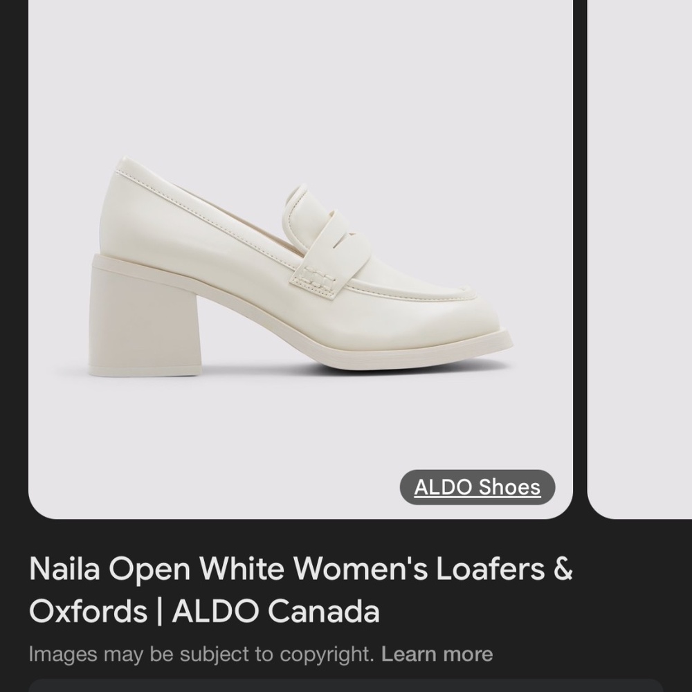 ALDO white heeled loafers
